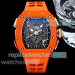 High Quality Replica Richard Miller RM65-01 Orange Automatic Rubber Strap Watch 